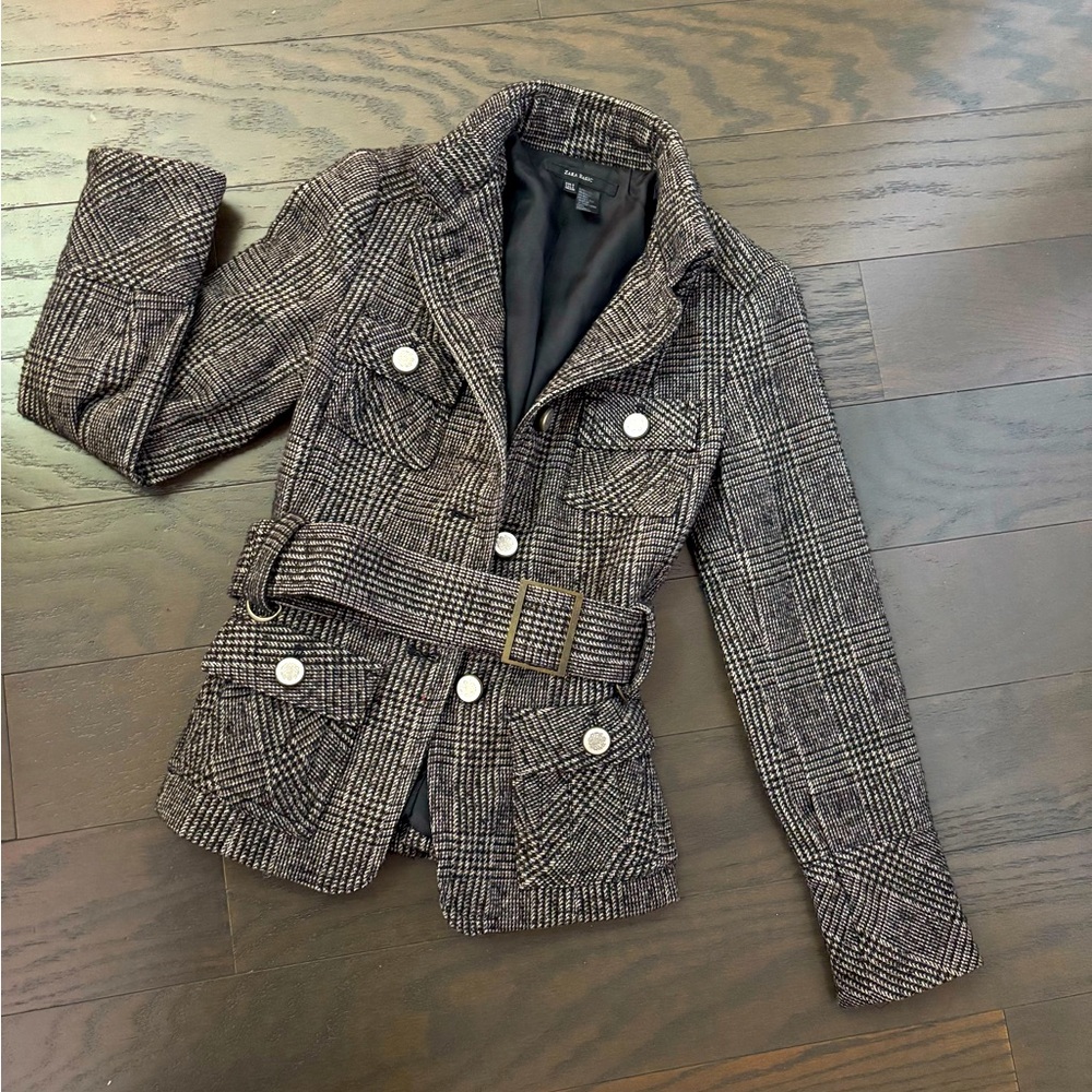 Zara black plaid bkazer